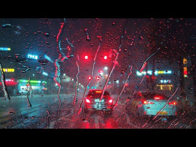 [4K] Super Heavy Rain Pouring Driving at Night. Rain Sounds ASMR for Sleeping, Relaxation