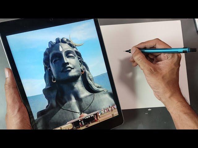 How To Draw Lord Shiva,  Adiyogi Drawing, Outline Tutorial | Its art adda