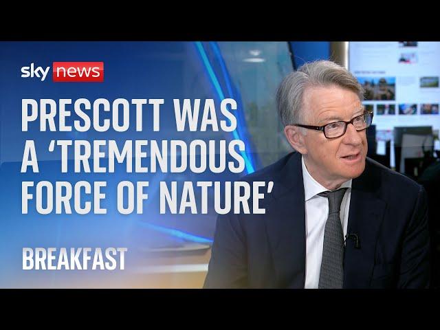 John Prescott was 'cement that kept new Labour together', Lord Mandelson says