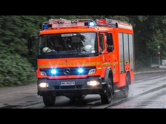 [Ausnahmezustand nach Unwetter in Hamburg] Einsatzfahren Feuerwehr Hamburg + THW Hamburg