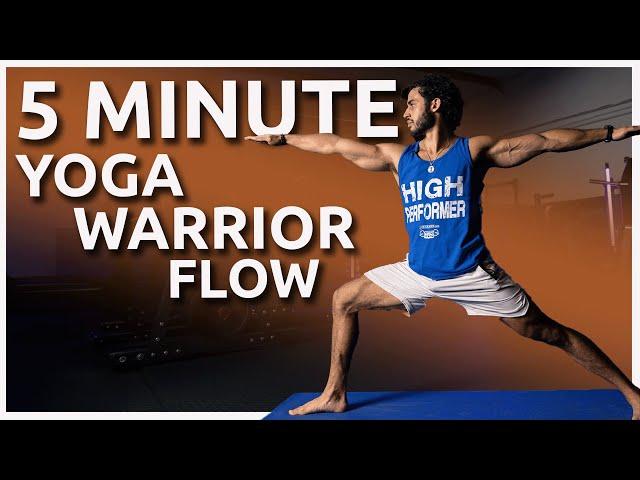 5-Minute Yoga Warrior Flow - Follow Along Intermediate Routine with Zach Zenios