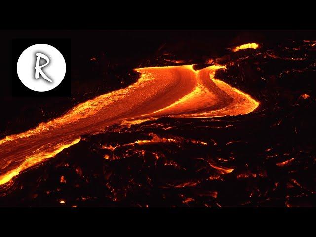 10 Hours Lava Flow, Kilauea Hawaii  4K - Natural Sounds | for Sleep & Stress Relief, Lava River