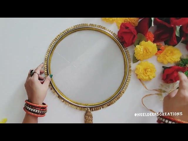 DIY करवा चौथ छलनी decoration  #karvachauth  #neeldeepscreations