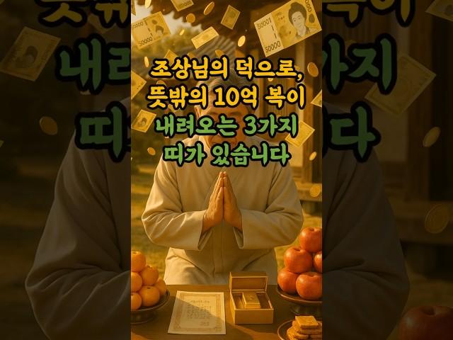 조상님의 덕으로, 뜻밖의 10억 복이 내려오는 3가지 띠가 있습니다 #조상님 #10억 #재물운 #금전운 #사주