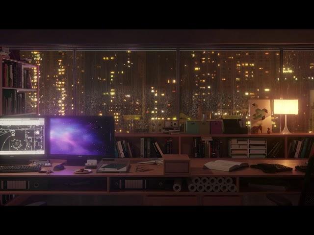 ASMR while working overtime on a rainy day - Rain, Keyboard