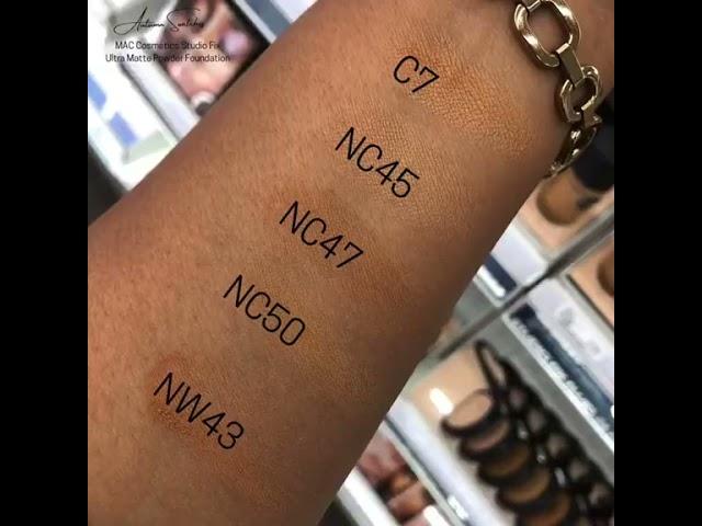 MAC | Studio Fix Powder Foundation C7, NC45, NC47, NC50, NW43 Caramel Swatches is Autumn Swatches