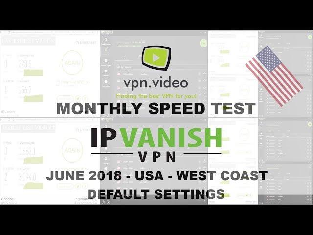 vpn.video - Speed test - IPVanish - June 2018 - USA to USA - Settings: Default