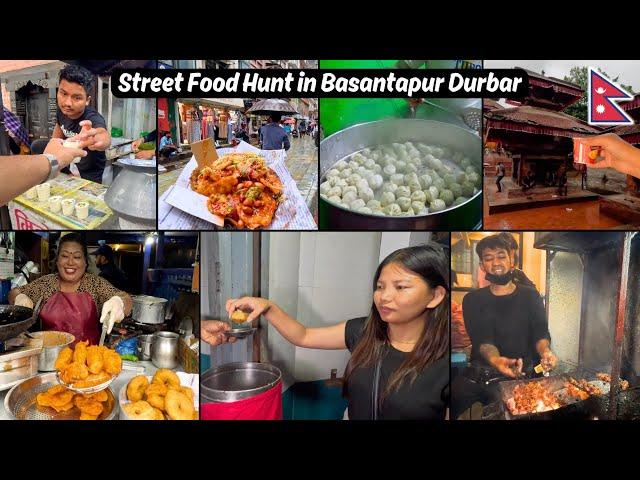 Street Food Hunt In Basantapur Durbar Area  Kathmandu Vlog