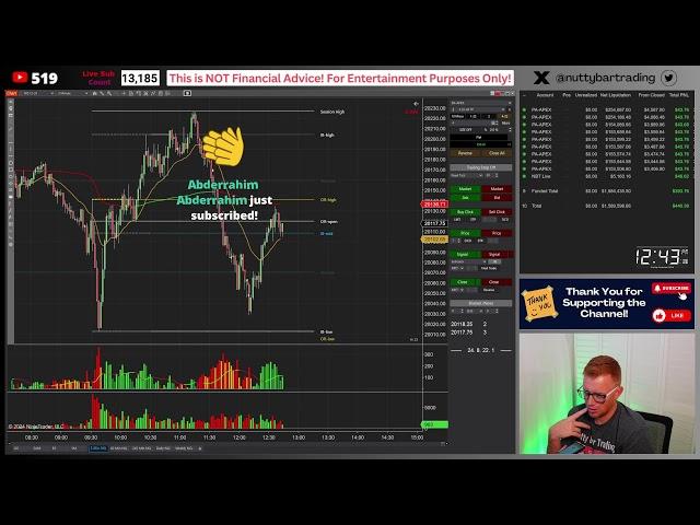 **LIVE** DAY TRADING - COPY TRADING 9 FUNDED ACCOUNTS - APEX TRADER FUNDING - CODE NBT