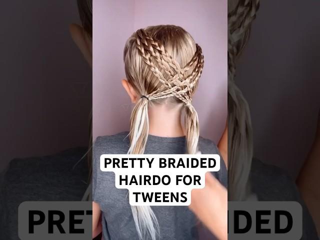 PRETTY BRAIDED HAIRSTYLE FOR TWEENS | Audrey and Victoria #hairstyle #hairtutorial