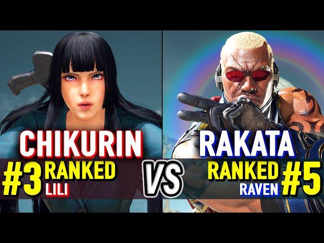 T8  CHIKURIN (#3 Ranked Lili) vs RAKATA (#5 Ranked Raven)  Tekken 8 High Level Gameplay