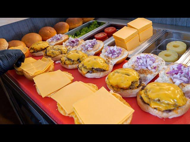 So Mouth-watering!! American-style Handmade Cheese Burger, Hawaiian Burger - Korean Street Food