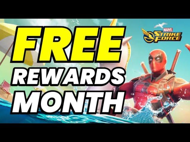 FREE REWARDS MONTH! DEADPOOL UNMASKED COSTUME! UPCOMING EVENTS & AUGUST MONTH | MARVEL Strike Force