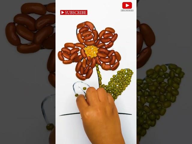 Flower Drawing coloring with Seeds | Simple Seed Art Craft #shorts #craft #tiktok