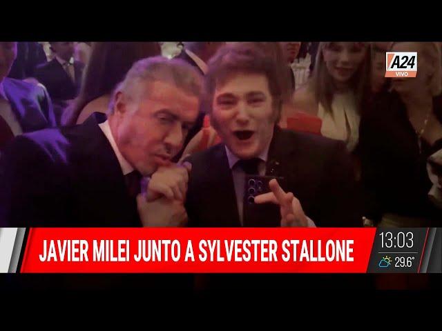  JAVIER MILEI CON DONALD TRUMP, ELON MUSK Y SYLVESTER STALLONE EN MAR-A-LAGO