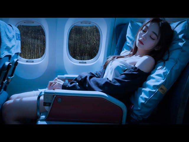  Sleeping on the plane during a stormy day | Heavy rain and thunder outside the aircraft | ASMR