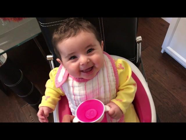 6 months old baby tries the Munchkin 360 Cup for the first time