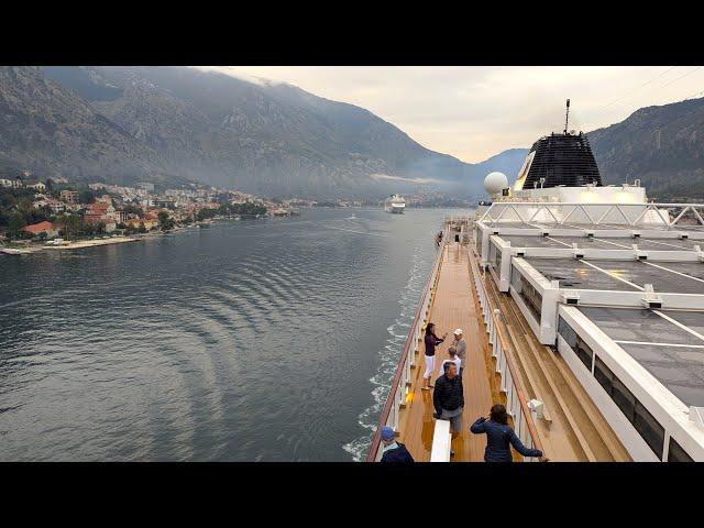 Viking Mediterranean Cruise: Viking Venus Sailing Away from Kotor (Time Lapse)