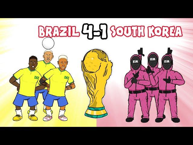 BRAZIL vs SOUTH KOREA! 4-1 (World Cup 2022 Cartoon Goals Highlights Richarlison Neymar Paqueta)