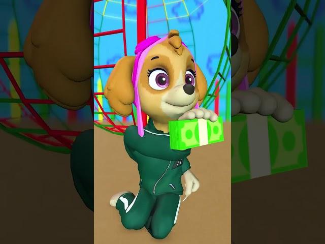 Skye and Ryder: Surprise Gift in Squid Game #pawpatrol #skye #ryder #funny  #shorts