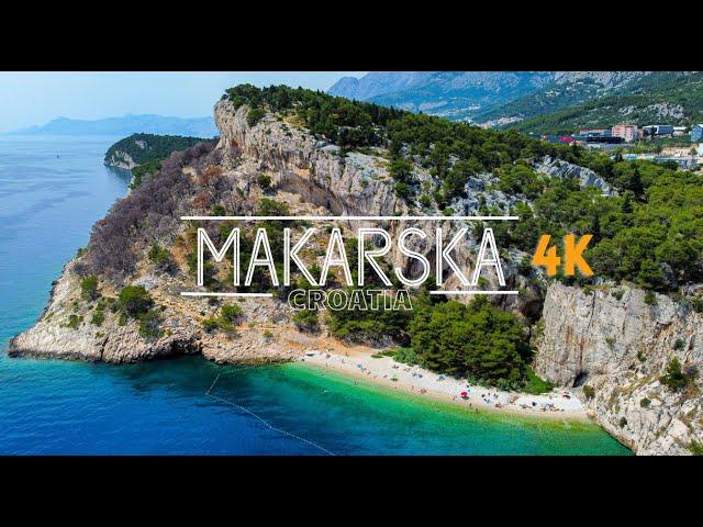 Makarska, Croatia  4k by drone - The heart of Makarska Riviera