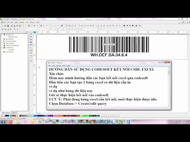 Kết nối data base cho codesoft - Thiết kế nhãn codesoft kết nối dữ liệu từ excel