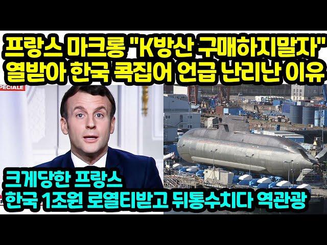 프랑스 마크롱 "K방산 구매하지말자" 열받아 한국 콕집어 언급 난리난 이유 크게당한 프랑스한국 1조원 로열티받고 뒤통수치다 역관광