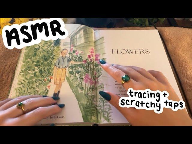 ASMR Tracing & Scratchy Taps In A Garden Book, No Talking 🪷