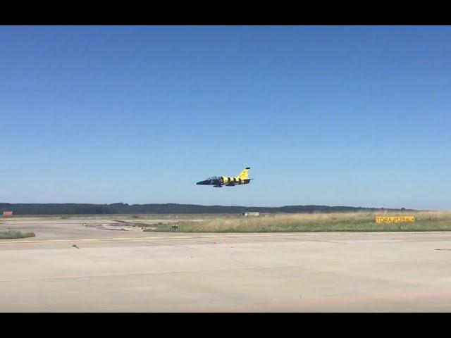 Low altitude flying over runway