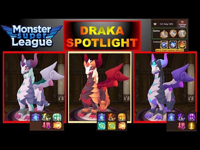 Light, Dark, and Fire Draka - Astromon Showcase - Monster Super League