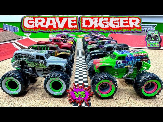 Toy Diecast Monster Truck Racing Tournament | Iconic GRAVE DIGGER 16 Truck Battle but only 1 WINNER!