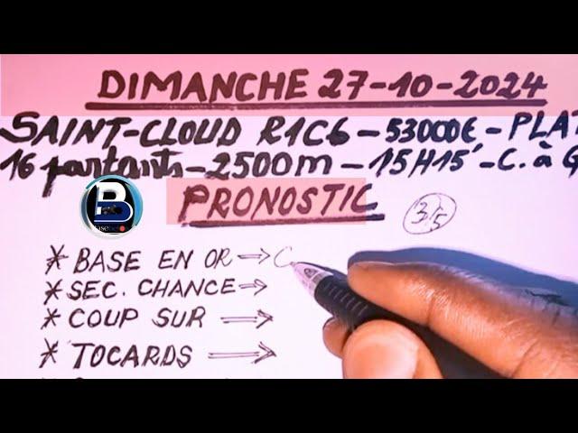 PRONOSTIC PMU QUINTÉ DU DIMANCHE 27/10/2024