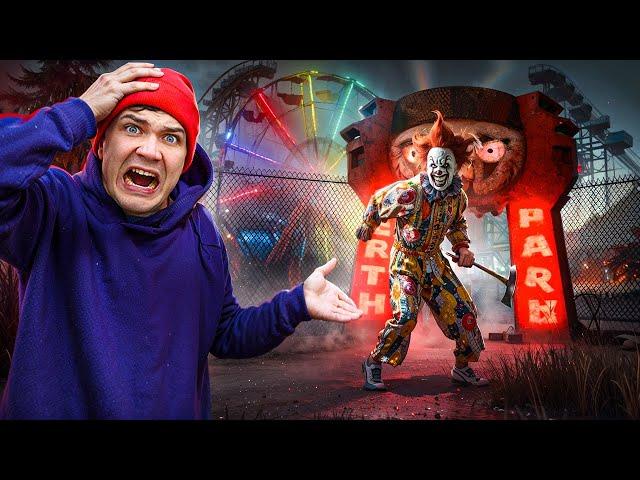 Stuck with Scary and Dangerous SCP Clown at NIGHT AMUSEMENT Park