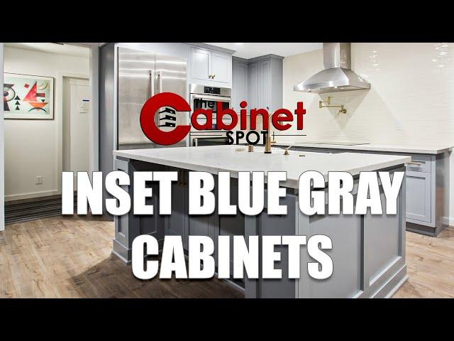 Inset Blue Gray Shaker Cabinets by The Cabinet Spot