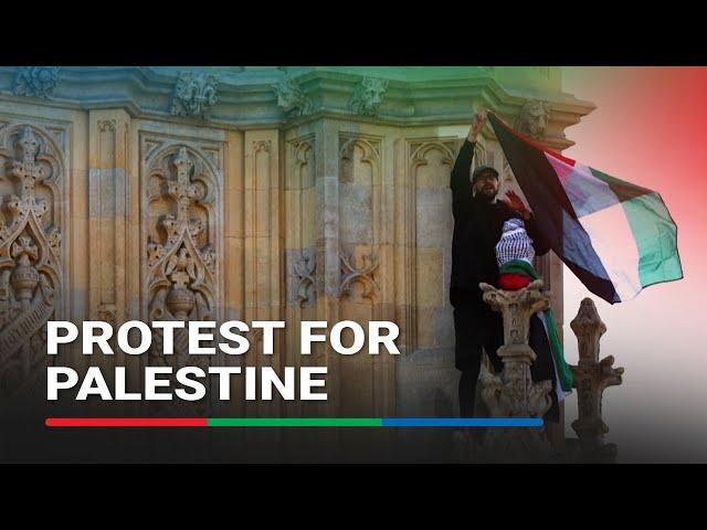 Protester climbs London's Big Ben with Palestinian flag | ABS-CBN News