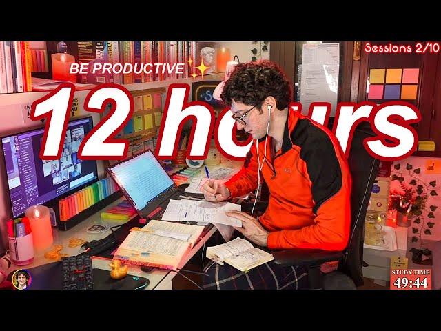 STUDY WITH ME LIVE | 12 HOURS  Harvard Alumnus, Chill Work With Me, Rain Sounds, Pomodoro Timer