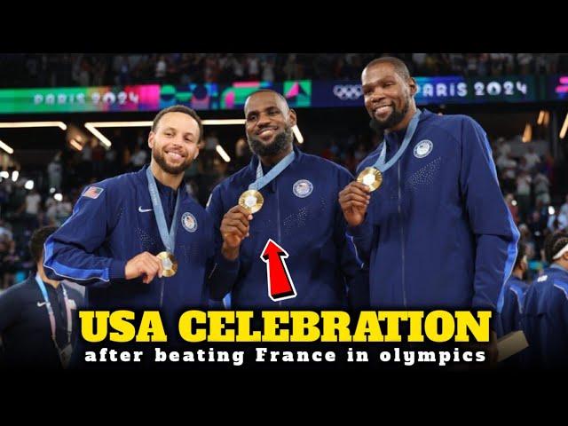 Team USA CELEBRATION after winning the GOLD MEDAL in PARIS OLYMPICS