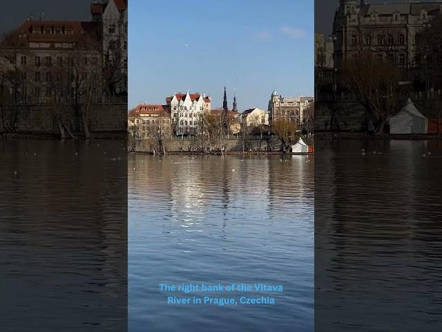 The right bank of the Vltava River in Prague, Czechia