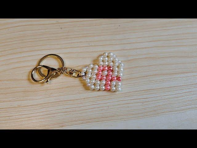 Pearl   key chain| world breast Cancer   day inspired key chain| easy key chain making at home