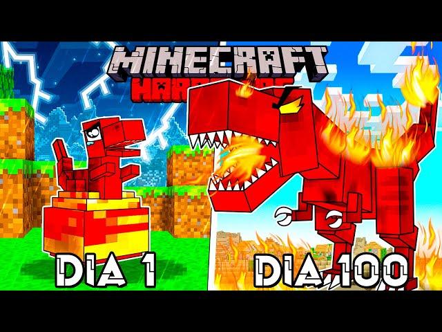 🟥SOBREVIVÍ 100 DÍAS como DINOSAURIO de FUEGO en Minecraft HARDCORE!