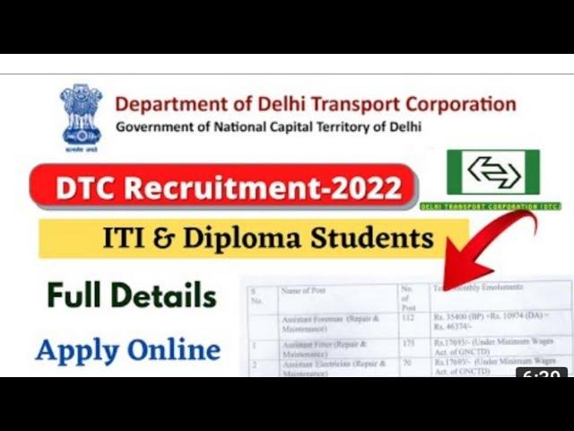 DTC Recruitment 2022 | Fireman & Technician | Being Technical Indian