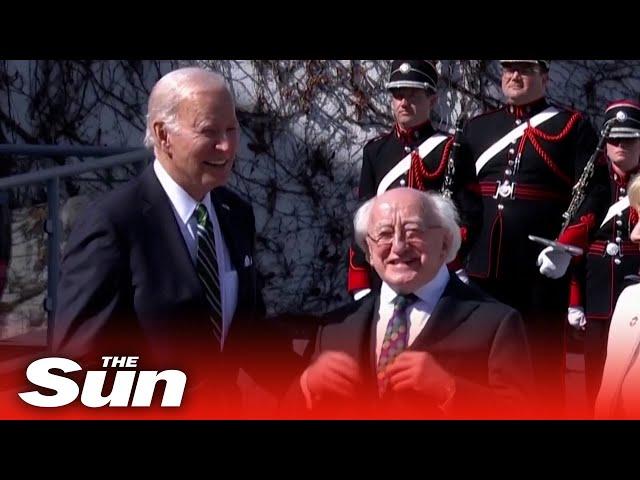 Biden meets Irish President Michael Higgins and signs guest book