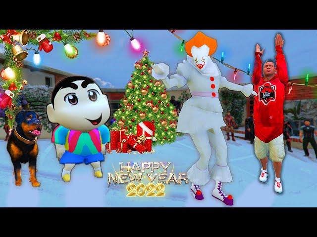 SHINCHAN MEETS SANTA CLAUS and CELEBRATING NEW YEAR 2022 in GTA 5 | THUGBOIMAX