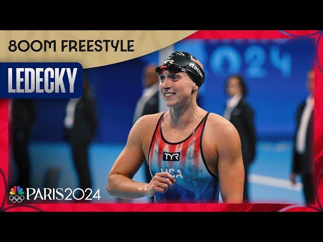 Katie Ledecky takes gold in 800m freestyle for FOURTH STRAIGHT OLYMPICS | Paris Olympics