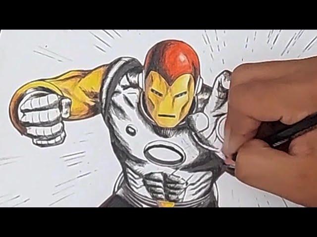 IRON MAN DRAWING COLORED PENCILS ️