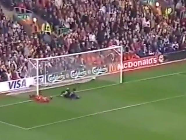 Gigi Casiraghi goal vs Liverpool, Phil Babb into the post ouch!