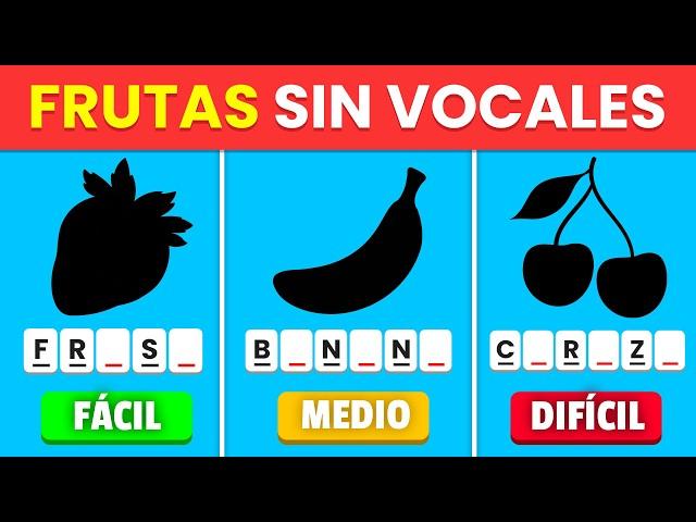 Adivina FRUTAS/VEGETALES Sin Vocales 🫐 - De Fácil a MUY DIFÍCIL | Test de Agilidad Mental 