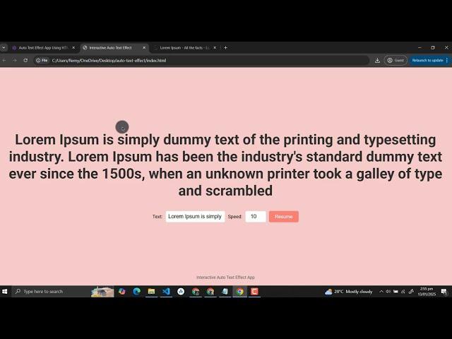 Auto Text Effect App Using HTML, CSS and JavaScript with Source Code