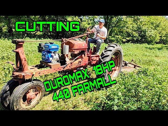 Duromax 440cc 18 HP Farmall H gets new gear ratio to bushhogg better at Keyfarm.