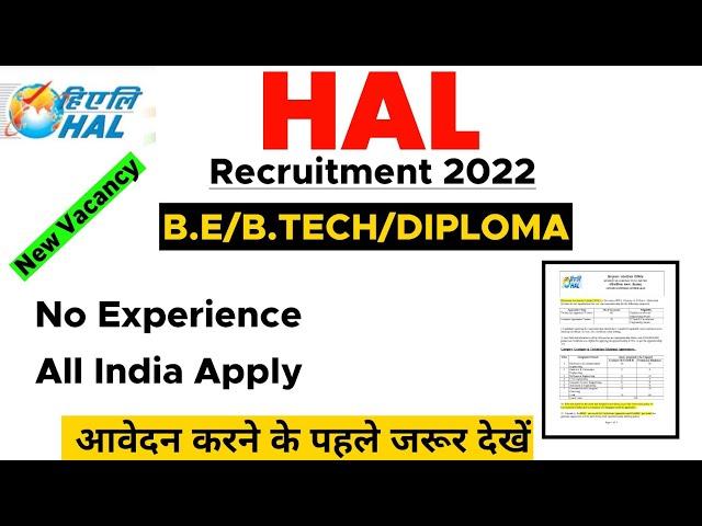 HAL Recruitment 2022 | HAL Apprentice Training 2022 | HAL Apprentice Online Form 2022 | Latest Jobs